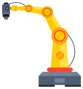 Robotic arms. Manufacturing automation technology. Robot arms or hands. Smart factory industry 4.0. illustration png