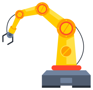 Robotic arms. Manufacturing automation technology. Robot arms or hands. Smart factory industry 4.0. illustration png