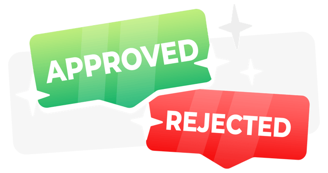 Approved and Rejected speech bubble banner. Promotion and advertising label. illustration png