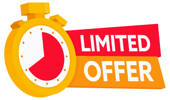 Limited Offer with clock for promotion. Last Offer label. Banner for sale promotion png
