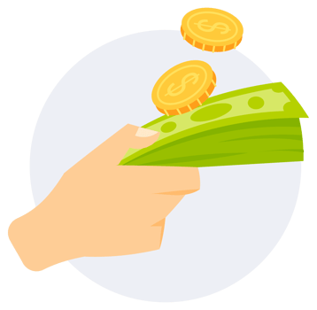 Hand holding money. Human arm give money and pay in dollar bill banknotes. Making donations. png