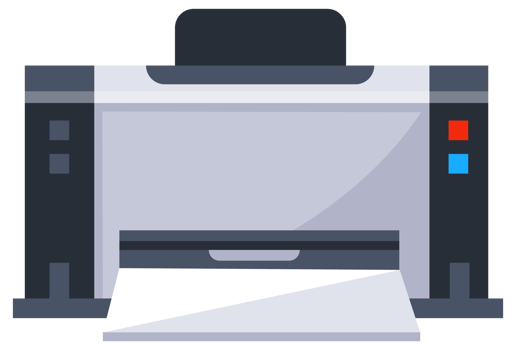Four different printers are standing on a white background, representing home and office electronic equipment png