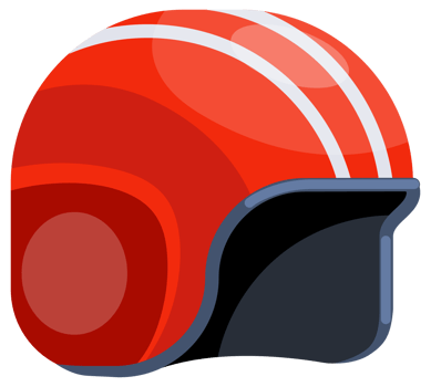 Set of colorful helmets providing safety for different sports and activities. png