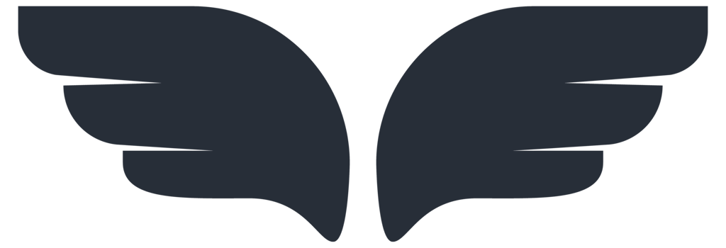 Set of black angel wings. White cute wings of animal png