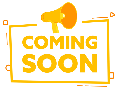 Megaphone with Coming Soon speech bubble banner. Promotion and advertising label. stock illustration png