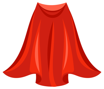 Six illustrations of a red superhero cloak, moving in the wind and suitable for comic books or fantasy png