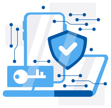 Sleek illustration of cyber security concept with shield, key, and digital elements, representing data protection and network defense in a digital age png