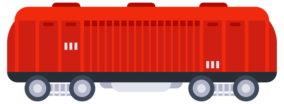 Different types of train cars, showing both front and side views, for transportation and logistics concepts png