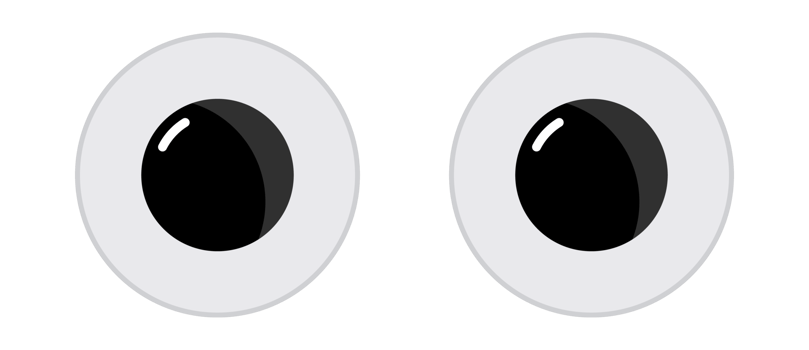 Two big cartoon eyes staring with black pupils and white background png