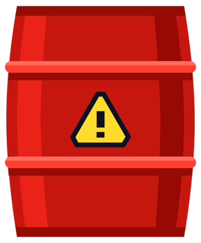 Container with hazard toxic and chemical liquid. Flammable waste, biohazard. illustration png
