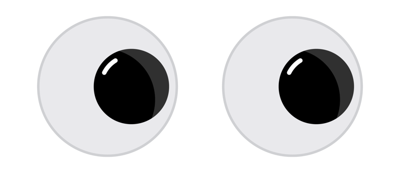 Two big cartoon eyes looking in the same direction png
