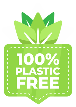 Eco friendly 100 plastic free sticker with leaf graphics for sustainable product marketing png