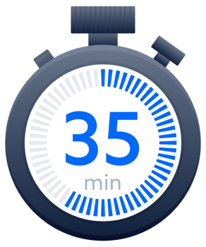 35 min timer and Stopwatch icons. Countdown symbol. Kitchen timer icon. illustration png