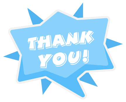 Thank You badge with a dynamic starburst design, ideal for expressing gratitude in various forms of visual media png