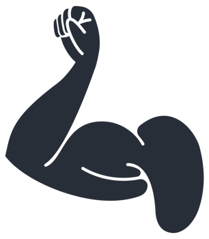 Set of strong arms showing biceps muscle, flexing powerful forearm, in cartoon, silhouette and line art style png