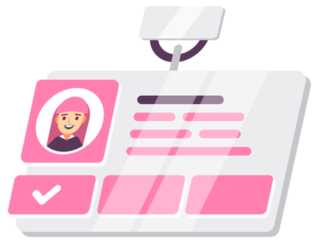 Modern flat design illustration of a personal ID card with a photo and security camera, representing identity verification and surveillance png