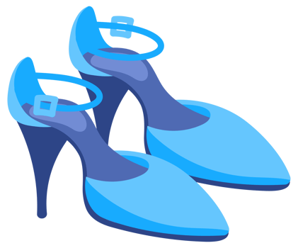 Four pairs of women's shoes with high heels, different colors and models, perfect for illustrating fashion concepts. png