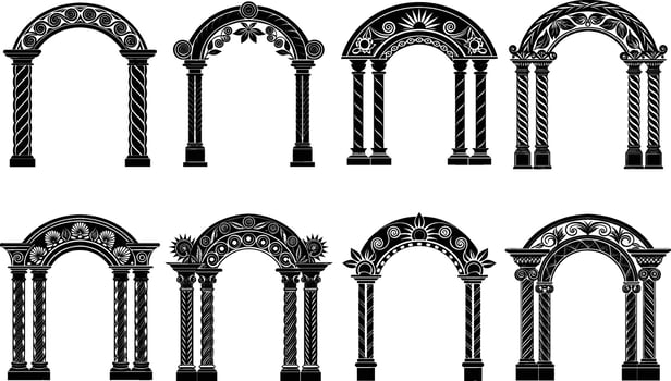 Decorative Archway Silhouettes Collection - Ornamental Classical Arches vector