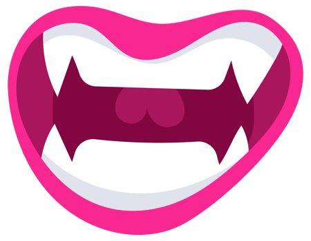 Monster mouth with tongue and teeth. Scary and funny mouth png