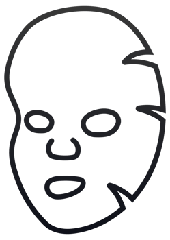 Two cosmetic facial sheet masks line art drawing png