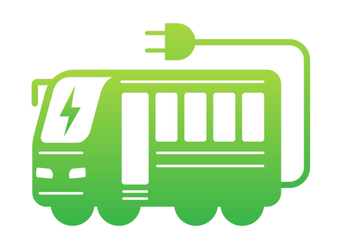 Green electric bus charging, showing sustainable transportation png
