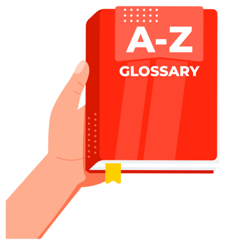 Hand holding a to z glossary red book png