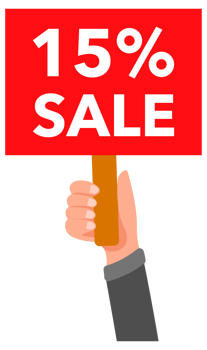 People holding signs advertising 15 percent off sale png