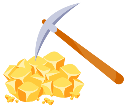 Mining icon set. Gold Mine tools. Pile of Valuable Minerals and Trolley. Retro tunnel. Old mine. png