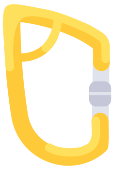 Set of nine colorful climbing carabiners is shown, each with a different locking mechanism png