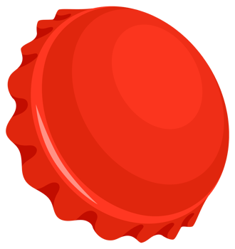 Set of red bottle caps showing different positions, opened and closed, top view and perspective png