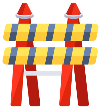 Under construction sign. Traffic Road barriers set. Wrong way stop. Closed road blocks. png