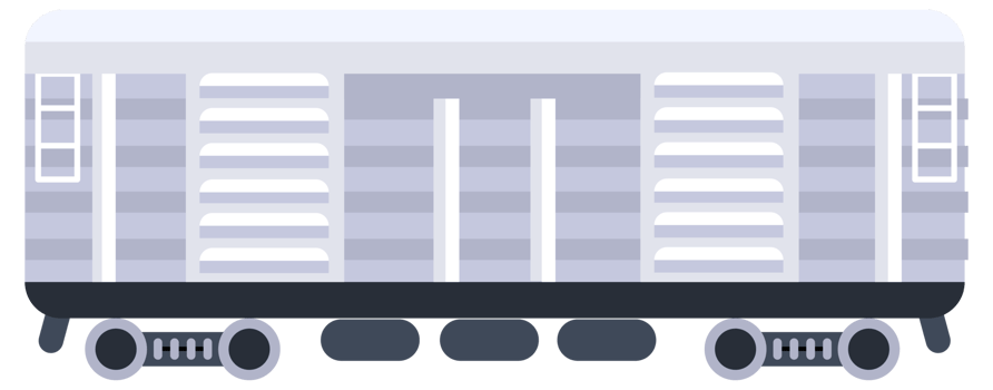 Different types of train cars, showing both front and side views, for transportation and logistics concepts png