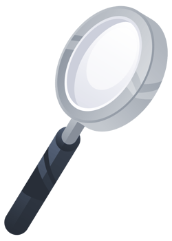 Magnifying glass set. Render minimal transparent. Magnify lupa, zoom equipment. Search concept. png
