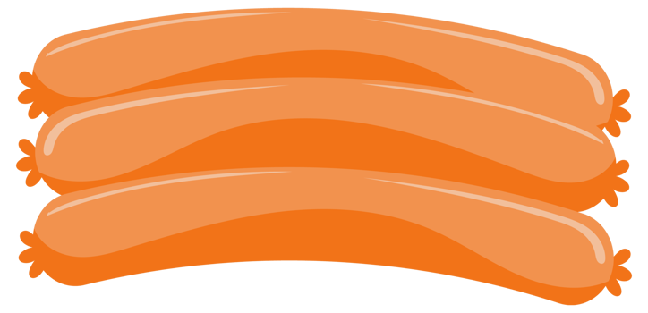 Meat products set. Sausages with slices. Whole and sliced farm meat products. png