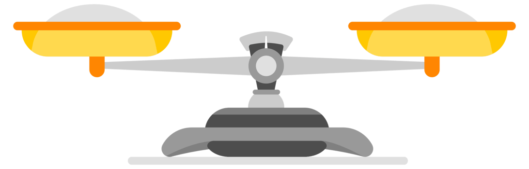 Classic balance scale with bowls in equilibrium, symbolizing justice, balance, and equality in legal and ethical matters png