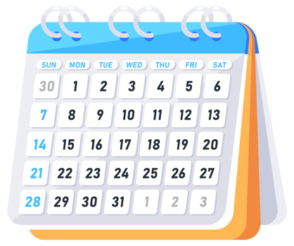 Blank calendar isolated on white background. Important, reminder day. Mark the date. illustration png