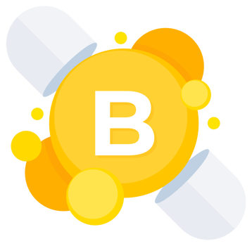 Brightly colored vitamin B complex capsules illustration for supporting overall health and wellness png
