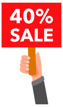 People holding 40 percent sale signs announcing discount offer png