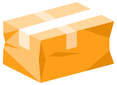 Cardboard boxes in different states showing delivery process. png