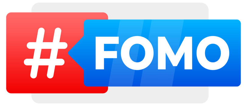 FOMO Hashtag Bubbles in Flat Design - A collection of modern, colorful speech bubbles with the FOMO hashtag, representing the fear of missing out in social media culture png