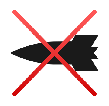 Red cross sign over black rocket missile warhead, no war, stop missiles png
