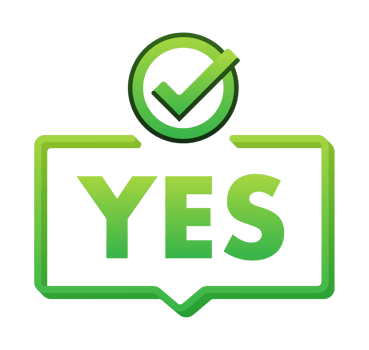 Green yes speech bubble communicating positive answer with check mark png