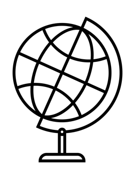 Globe showing world map on simple stand icon png