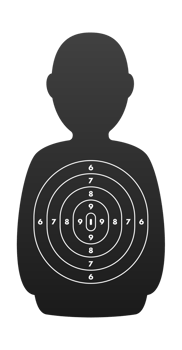Human target practice silhouette with concentric circles aiming point png