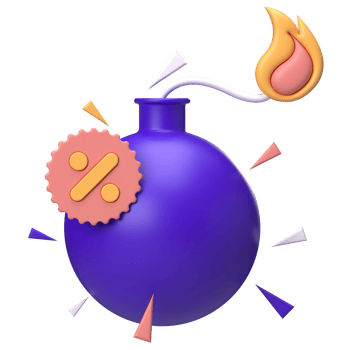 Bomb with Percentage Sale Icon 3D Render png