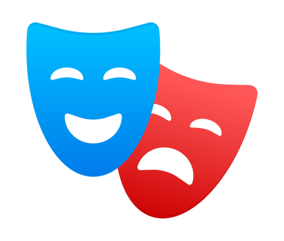 Comedy and tragedy theater masks representing opposing emotions png