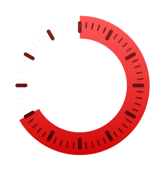Red loading circle showing progression percentage on white background png