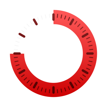 Red loading circle showing progression percentage on white background png