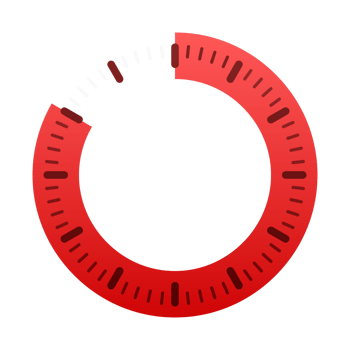 Red loading circle showing progression percentage on white background png