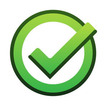 Green check mark representing validation and approval in a circle png